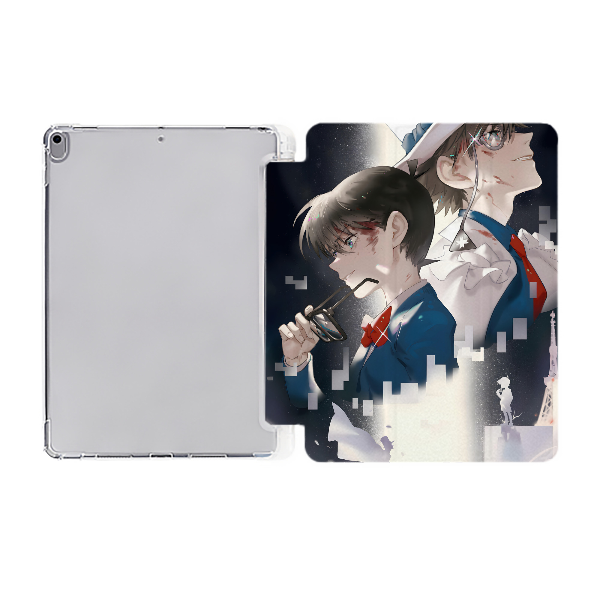 （画像用） 名探偵コナン Detective Conan IPad ケース ペン収納付き 三つ折りスタンド PUレザー×シリコン 対応機種9.5/10.5/10.9インチ